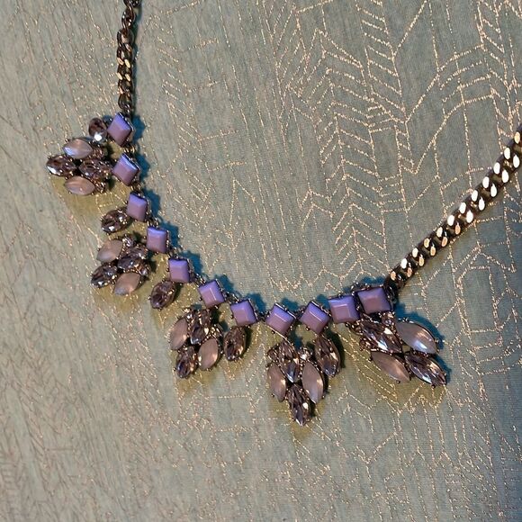 Light blue collar necklace w adjustable silver chain marquis clusters dazzling - Picture 15 of 16